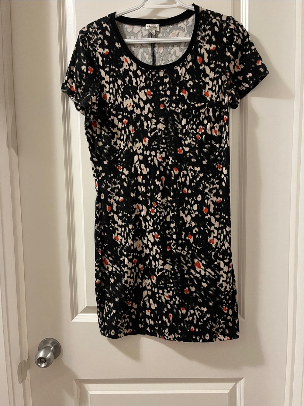 Dynamite Black shirt dress with Cream & Pink Spot Print